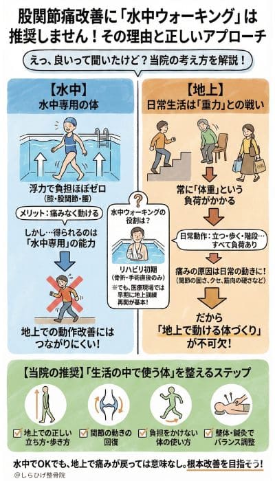 股関節痛　水中ウォーキング