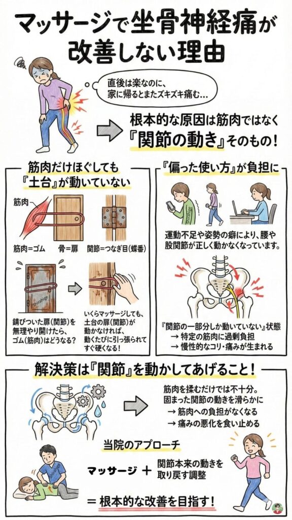 坐骨神経痛がマッサージで良くならない理由