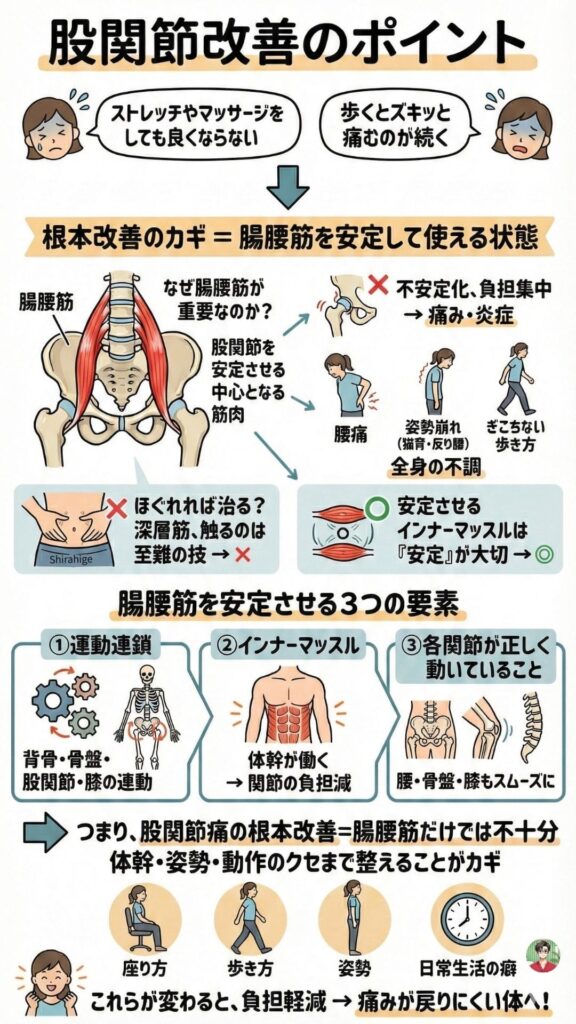 股関節痛改善のポイント