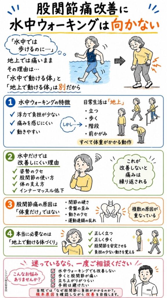 股関節痛　水中ウォーキング