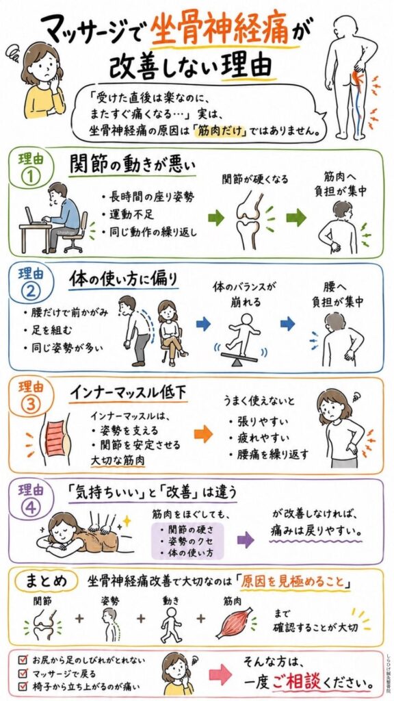 坐骨神経痛がマッサージで良くならない理由