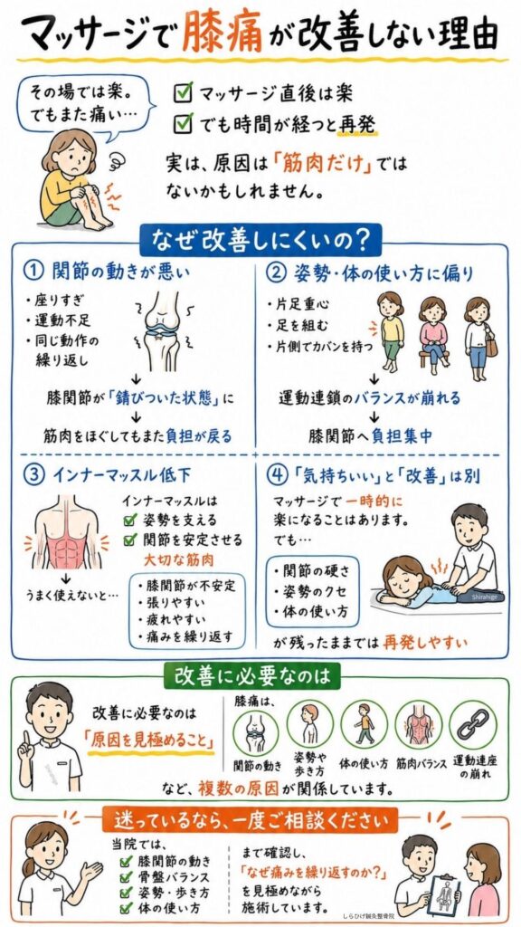 膝痛がマッサージで良くならない理由